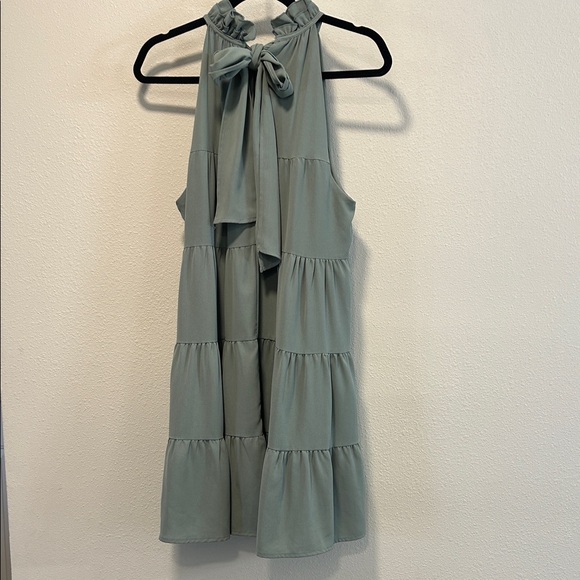 Entro Ruffled Halter Dress in Soft Green - Picture 3 of 6